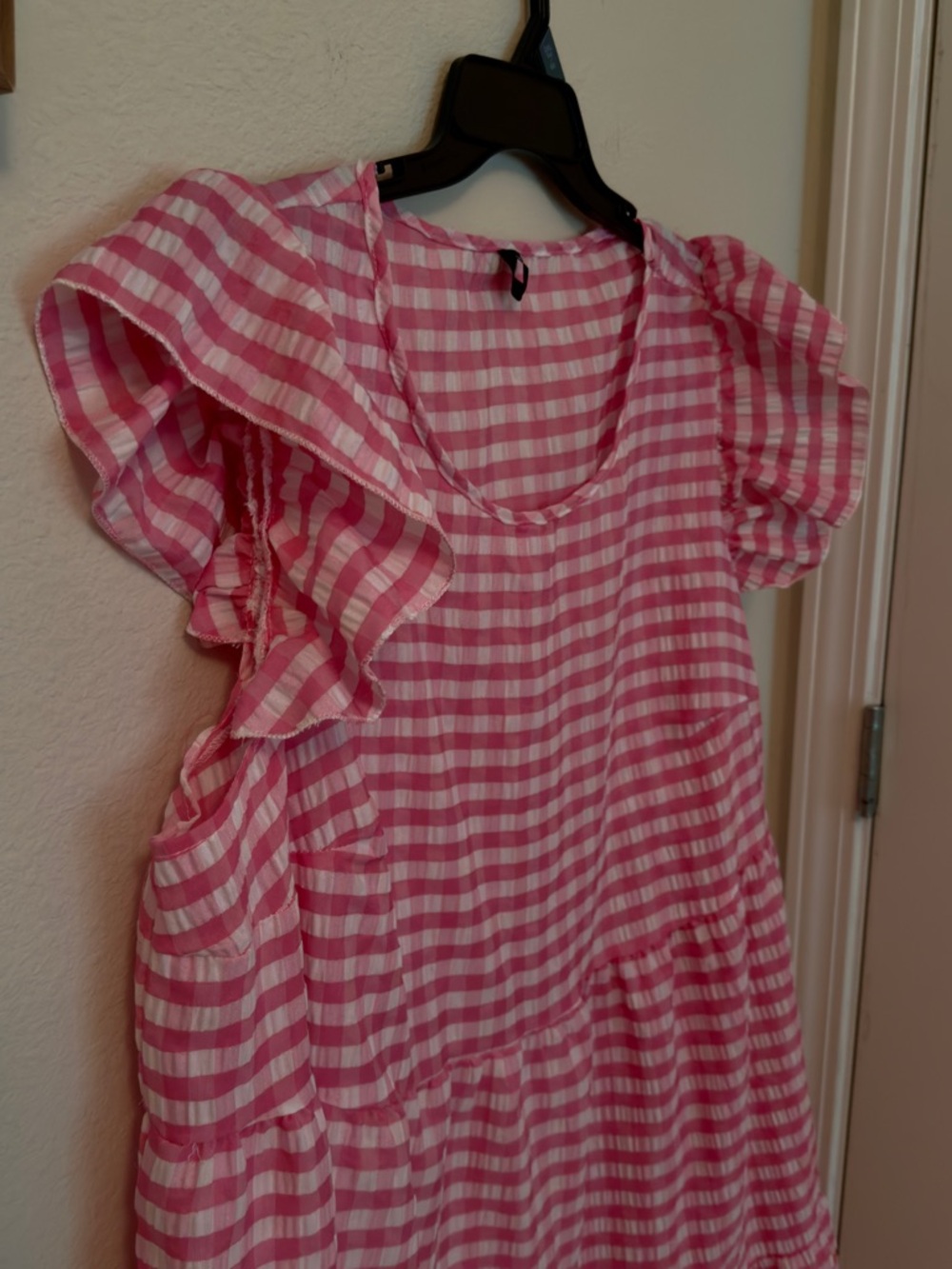 SHEIN Pink and White Gingham Midi Dress - Picture 4 of 5